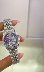 ساعت رولکس زنانه صفحه بنفش صدفی - Image 6