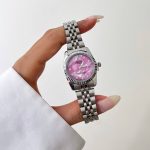 ساعت رولکس زنانه صفحه سرخابی صدفی