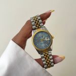 ساعت رولکس قطر 30mm صفحه آبی بند سیلور طلایی