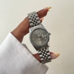 ساعت رولکس قطر صفحه 30mm  صفحه طوسی بند سیلور