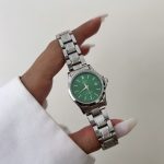 ساعت کاسیو زنانه تقویم دار صفحه سبز بند سیلور