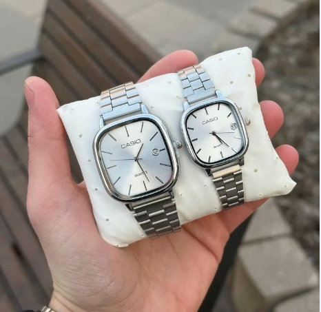 ست ساعت کاسیو old money صفحه سیلور بند سیلور
