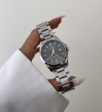 ساعت کاسیو قطر 30mm صفحه مشکی بند سیلور