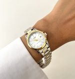 ساعت کاسیو زنانه تقویم دار صفحه سفید بند سیلور طلایی - Image 3
