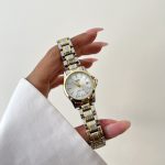 ساعت کاسیو زنانه تقویم دار صفحه سفید بند سیلور طلایی