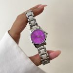 ساعت کاسیو زنانه تقویم دار صفحه سرخابی بند سیلور