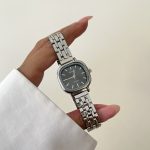 ساعت نایدو صفحه مربع مشکی بند حصیری