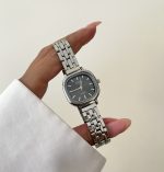 ساعت نایدو صفحه مربع مشکی بند حصیری