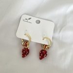 گوشواره توت فرنگی آویز کد0827 - Image 2