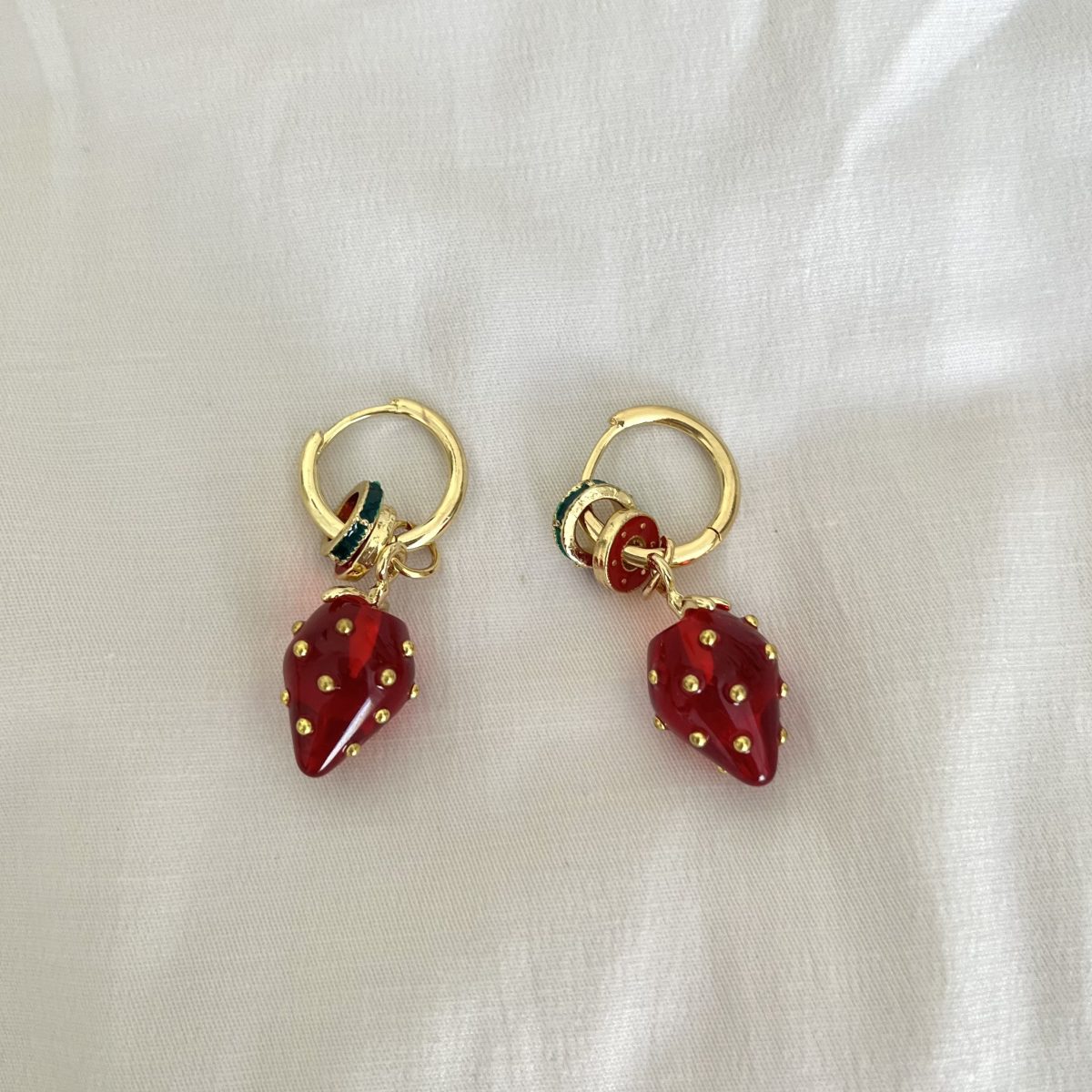 گوشواره توت فرنگی آویز کد0827