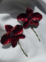 گوشواره گل قرمز زارا بزرگ کد0830 - Image 2