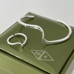 نیم ست دستبند و انگشتر موج نقره ای