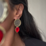 گوشواره سکه ای با نگین رنگی کد0847