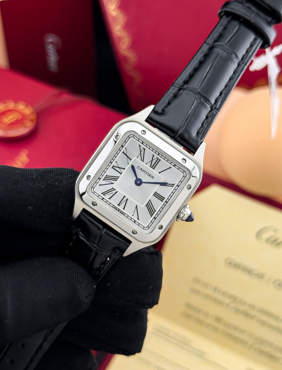 IMG_8049 ساعت کارتیر زنانه دموند بند چرمی سایز مدیوم - Image 1