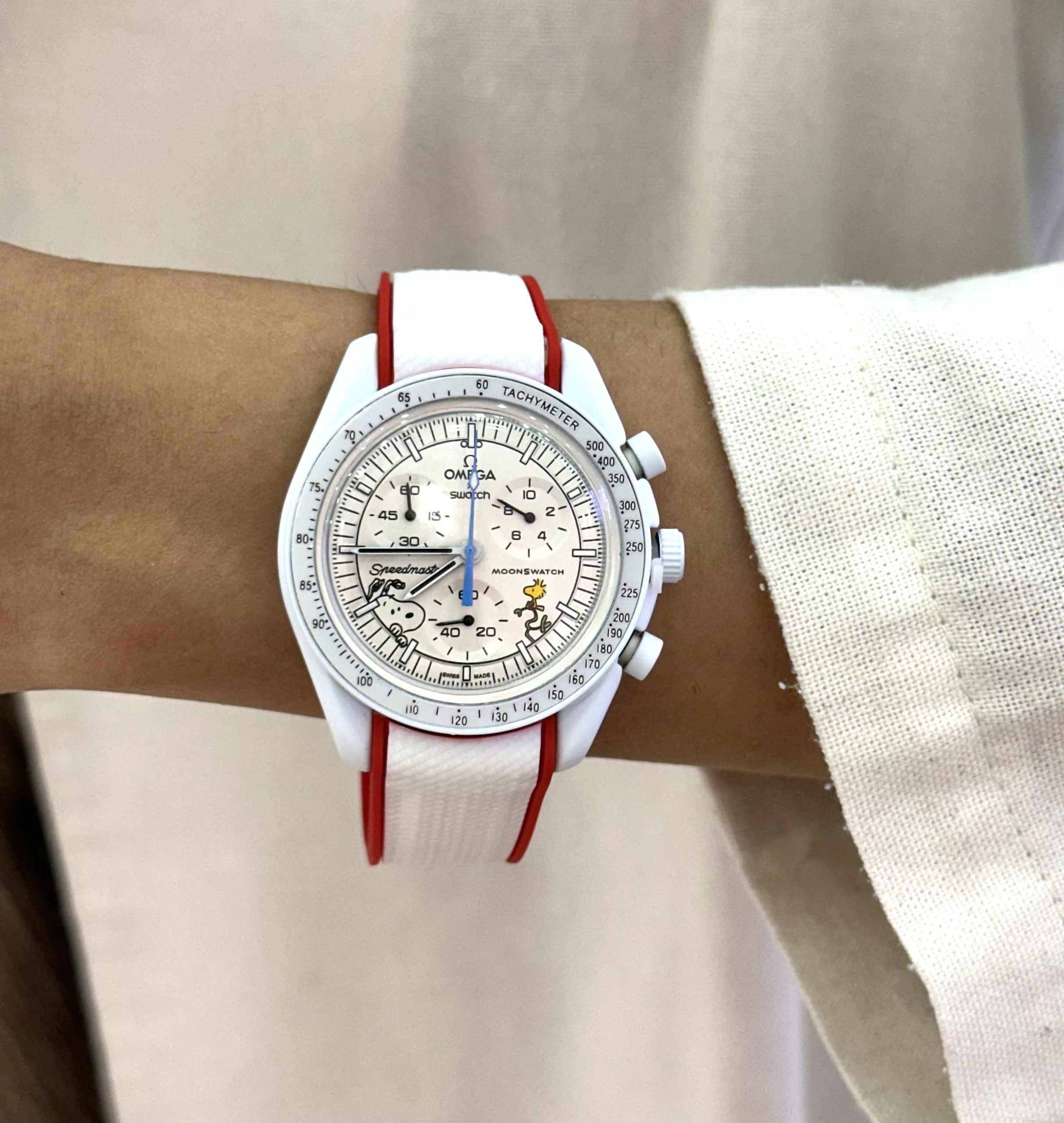 IMG_8167 ساعت مچی امگا سواچ Omega Swatch Mission To The Moon طرح اسنوپی بدنه سرامیکی - Image 1