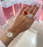 انگشتر سکه ای با نگین رنگی کد0465 - Image 2