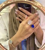 انگشتر سکه ای با نگین رنگی کد0465 - Image 3