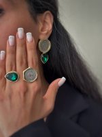 گوشواره سکه ای با نگین رنگی کد0847 - Image 2