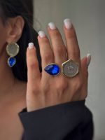 گوشواره سکه ای با نگین رنگی کد0847 - Image 3