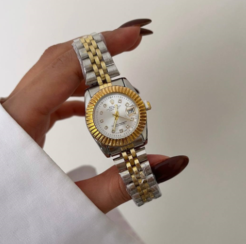 6666 ساعت رولکس زنانه صفحه سیلور بند سیلور گلد - Image 1