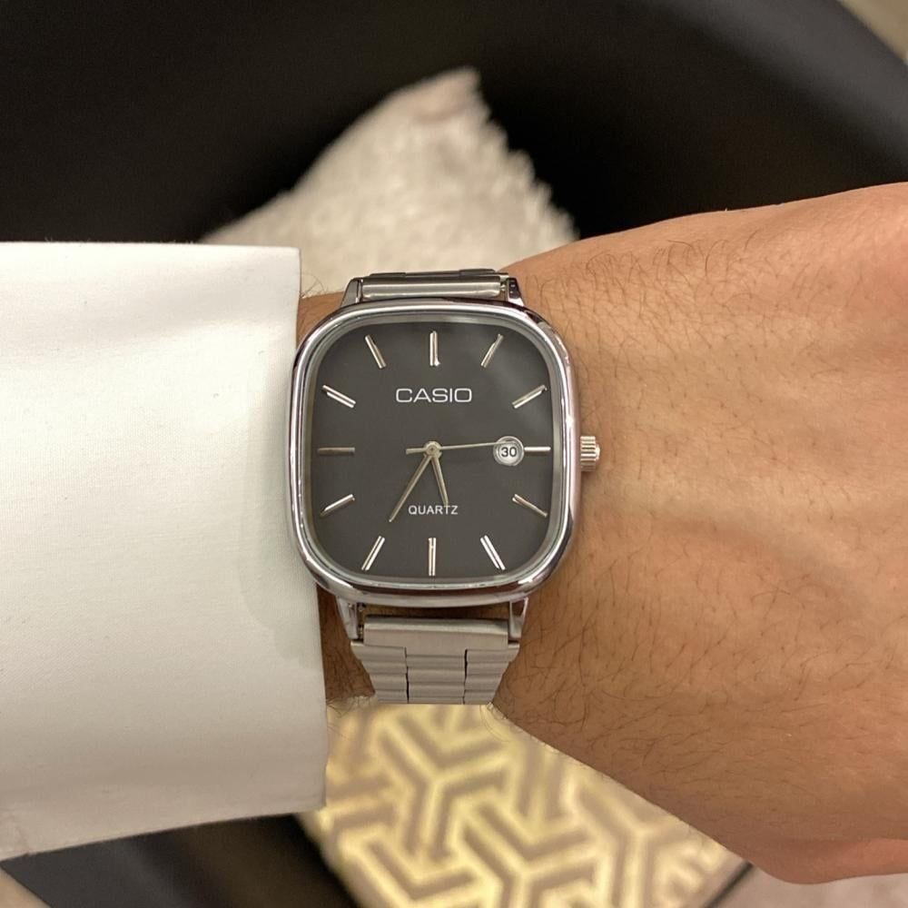 IMG_3442 ساعت کاسیو old money بزرگ صفحه مشکی بند سیلور - Image 1