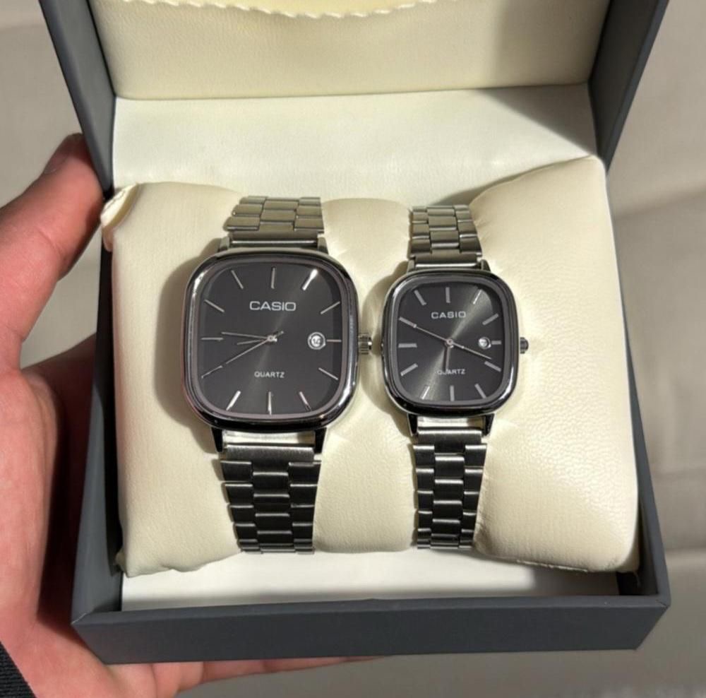 IMG_3449 ست ساعت کاسیو old money صفحه مشکی بند سیلور - Image 1