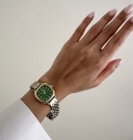 ساعت نایدو سیلور گلد صفحه سبز بند حصیری - Image 2