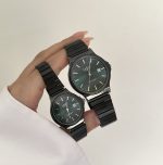 ساعت کاسیو گرد صفحه سبز بند مشکی