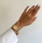 ساعت کوشی زنانه صفحه طلایی بند کرکره ای طلایی - Image 3